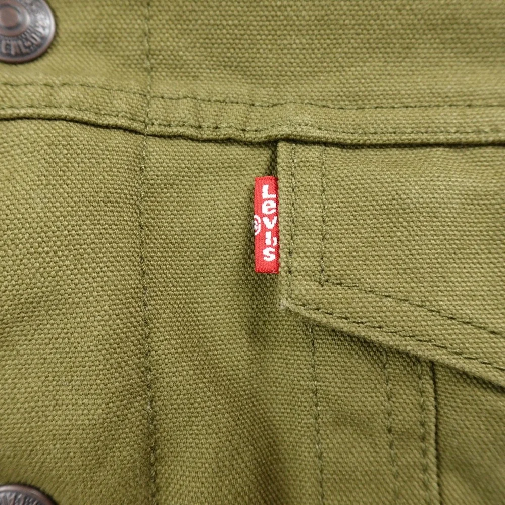 NEW Levis Jacket Mens S Green Canvas Sherpa Lined Trucker Snap Outdoor Work Coat